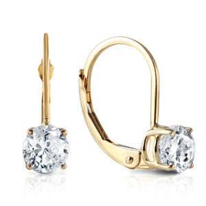 14K. GOLD LEVERBACK EARRING WITH 1.0 CT. DIAMONDS (Yellow Gold)